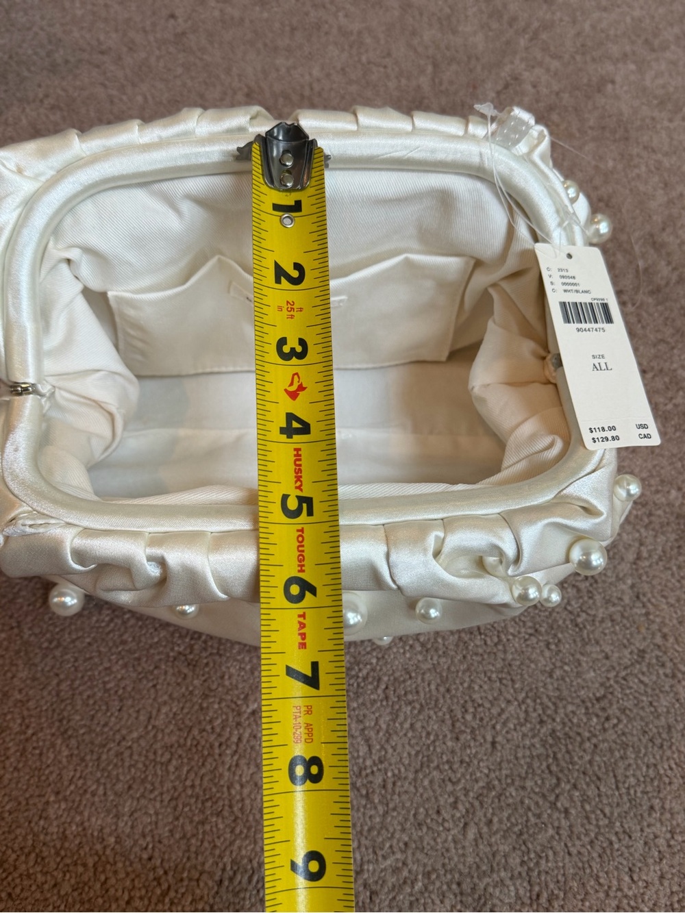 NWT new Anthropologie Frankie clutch white pearl beaded white crossbody bag - Picture 8 of 17